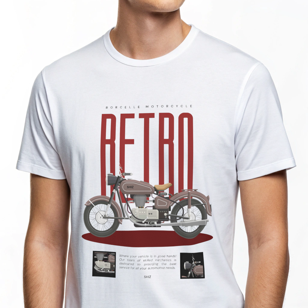 RETRO Style white Regular T-shirt for men