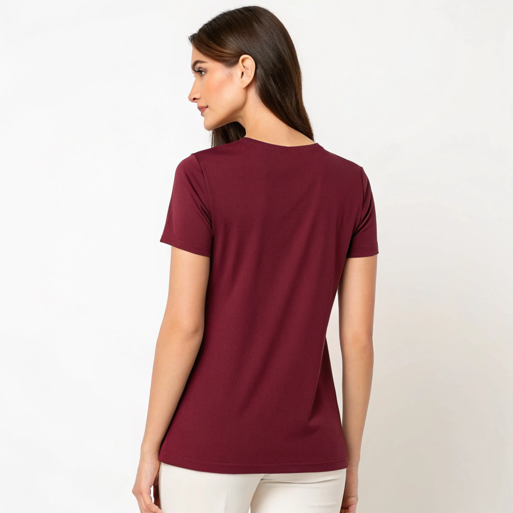 Women's Maroon Regular Fit T-Shirt